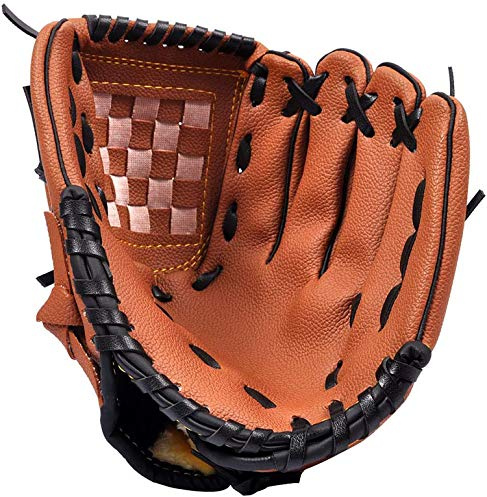 ZYYRSS Baseball Glove for Kids/Youth/Adult, Softball Gloves,Sports Batting Gloves PU Leather Left Hand Glove, Right Hand Throw (Brown, 11.5 inch)