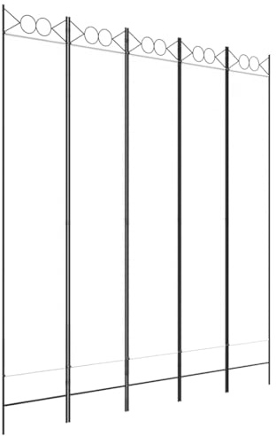 vidaXL Rumsavdelare 5 paneler vit 200x220 cm tyg