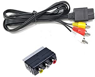 WICAREYO AV Kabel mit 3RCA auf Scart Adapter Kompatibel für N64 NGC SNES, 5.9 Fuß/1.8m TV Composite Audio Video Kabel mit 3Cinch auf Scart Adapter Kompatibel für N64 NGC SNES
