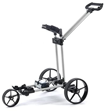 FLAT CAT Chariot de Golf électrique Gear Silver Pliable en Aluminium anodisé et Fibre de Verre ¤ Batterie Li-Fe 36 Trous ¤ Frein Moteur, Vitesse mémorisable ¤ Poids 7,4 kg ¤ Housse de Protection.