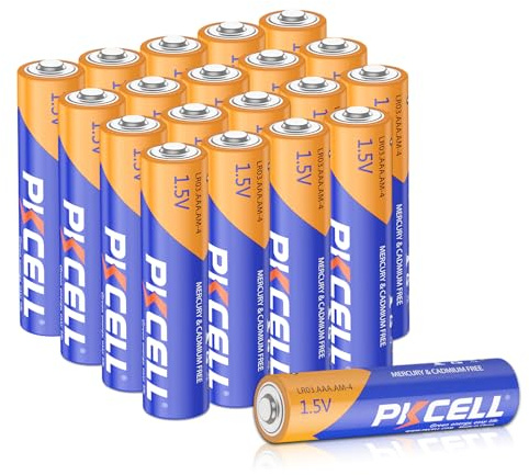 PKCELL Batterien AAA, 1.5V Einwegbatterie LR03 Alkaline Batterie für Tastaturen Mäuse Fernbedienungen,10-Jahres-Haltbarkeit,20 Stück