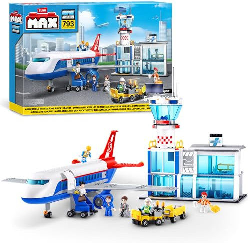 MAX Flygplats Adventure Surprise Lekset (793 delar) Byggklossar Lämplig för barn från 5 år och äldre för biltillverkning och mycket mer