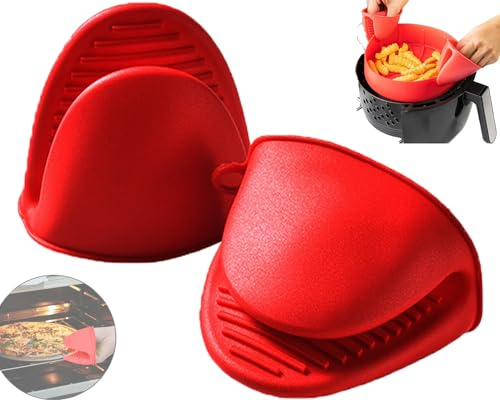 Guantes Horno | Manoplas Horno | Guantes Cocina | Guantes Silicona Horno Freidora Aire | Utensilios de Cocina | Accesorios Freidora de Aire | Accesorios Airfyer | Free BPA (Silicona Free BPA, Rojo)