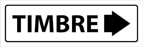 Doorbell, arrow pointing right, white informational sign SP019 - Self adhesive sticker (300mm x 100mm)