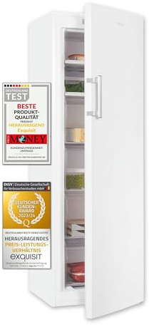 Exquisit® Congelador Vertical 204L, Color Blanco, Clase E, Tecnología No-Frost, Control Electrónico, Congelación Rápida, Puerta Reversible, Alarma de Puerta Abierta, Medidas (171,0 x 54,0 x 60,0 cm)