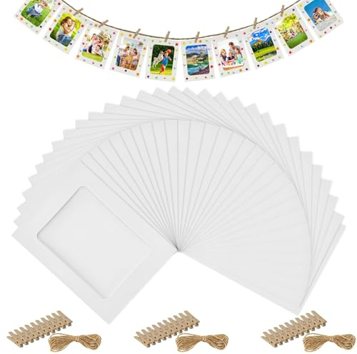 30Pcs Cardboard Photo Frames, Photo Mounts Cardboard, Paper Photoes Frames Mat, 4x6In Cardboards Picture Frames, Picture Cardboards Mounts Inside Aperture for Home Decor Photoes Artwork