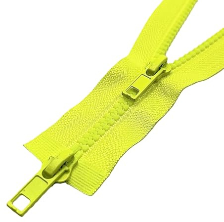 CHAKRAA 80 cm - #5 mm - Maglia - Cerniera doppia iniettata con zip separabile giallo fluo, per piumino, cappotto, giacca, borsa