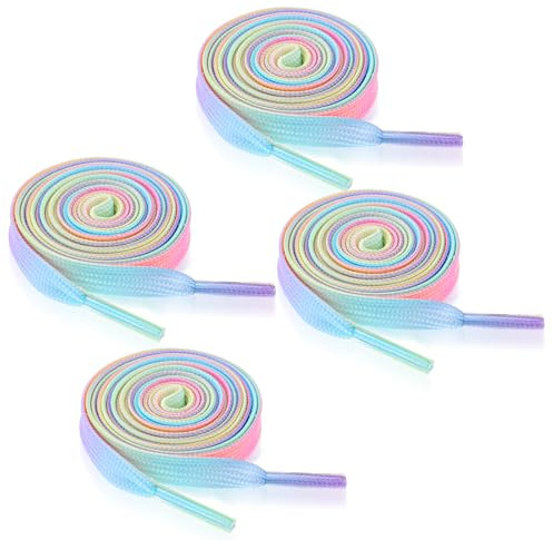 HJZHII 8 stycken 120 cm regnbåge färggradient skosnören, färgglada platta skosnören för gymnastikskor, segelskor, regnbåge, skolace för sneakers, löparskor, sportskor