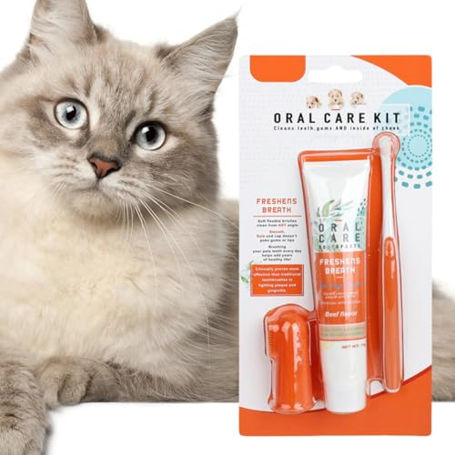 Juego de Pasta de Dientes para Perros, Pasta de Dientes para Perros y Gatos, Limpieza Dental para Perros, Cuidado Dental para Perros y Gatos, Cepillo de Dientes para Perros y Tapas de Dientes