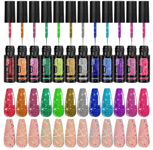 Reflekterande glittergel nagellack, 12 färger nagelgel, spegeleffekt manikyrfoderkit för kvinnor vardagsrum