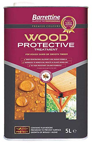 Barrettine Wood Protective Treatment (Summer Tan, 5L) - Ideal Treatment for Outdoor Treated Timber Structures. Wood Protector Oil with Water Repellent Qualities. UV & Fade Resistant.