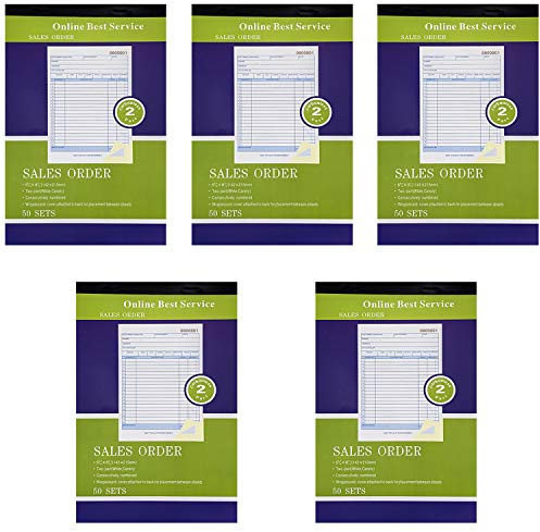 Online Best Service Paquet de 5 grands carnets de commandes reçus facture en double autocopiant 50 ensembles 5,9/16 X 87/16
