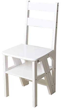 LHNLY-Stepladder Escabeau en Bois Massif, escabeau d'escalier Fauteuil d'escalier d'escalier Multifonctionnel avec Marche, capacité de 300 LB (Blanc) Marches Pliantes (Taille : 4 Wide Steps)