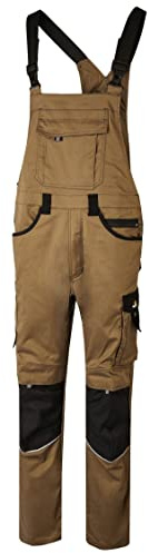 Hans Schäfer Workwear HSW Professional – Latzhose für Herren – Lange Arbeitshose mit Knietaschen – Bequem, strapazierbar und qualitativ – Sand, 46