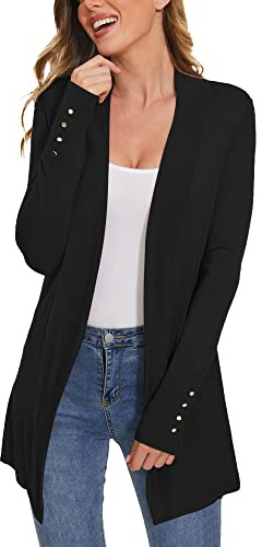 ROW 8 ROW Black Cardigan for Women Dressy Casual Long Sleeve Open Front Knit Cardigan Sweaters