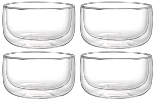 Kadum Lot de 4 verres à dessert à double paroi de 350 ml - Bol à céréales - Bol à dessert dans un coffret cadeau avec effet flottant - Idée cadeau parfaite - Passe au lave-vaisselle