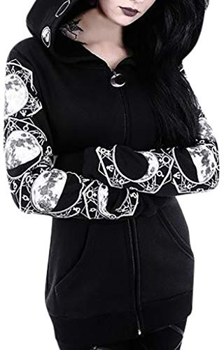 HAOLEI Black Steampunk Jacket Women Plus Size Full Zip Hoodie Gothic Coats Vintage Clothes Cosplay Costumes Goth Long Sleeve Sweatshirt Outwear for Ladies