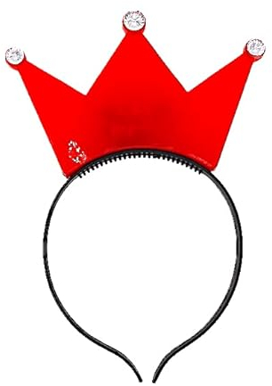 BF Souvenirs 1x LED corona lampeggiante e luminoso, principessa, re, festa, carnevale, compleanno, festa di carnevale, feste di compleanno per bambini, musica concerto (rosso)