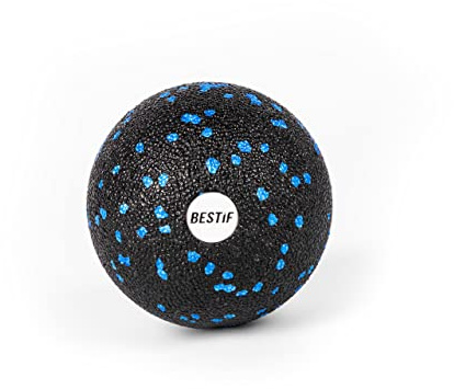 BESTIF Pelota de masaje para fascia, para automasaje, pelota para entrenamiento de fascia de 8 cm de diámetro (8 cm, negro y azul)