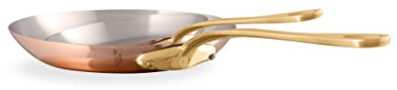 Mauviel M'Heritage 200 B 2mm Polished Copper & Stainless Steel 2-Piece Frying Pan Set With Brass Handles, Made In France