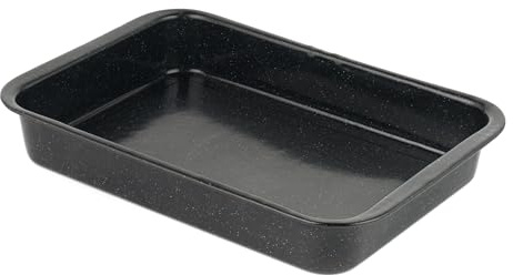 Russell Hobbs COMBO-9094 Set of 2 Romano Vitreous Enamel Roasters, 36 cm, Black, Dishwasher Safe, Rectangular Roasting Tin for Vegetables and Meat, Oven Safe Up to 230 Degrees, 36 x 25 x 4 cm