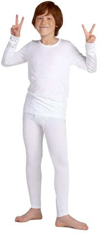 LAPASA Pojkar, innerfleece, termoundertröja, byxor, skidunderkläder, funktionella underklädesset för barn, 4–13 år (Thermoflux B03), Vit, 11-12 år