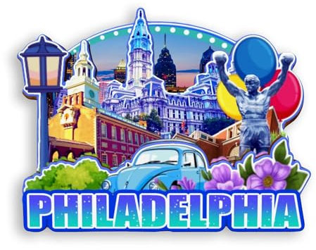 Quwsne Magnete da frigorifero Philadelphia Pennsylvania USA, souvenir da viaggio in città, regali turistici, 3D, monumenti classici, artigianato fatto a mano, decorazione per la casa -1114