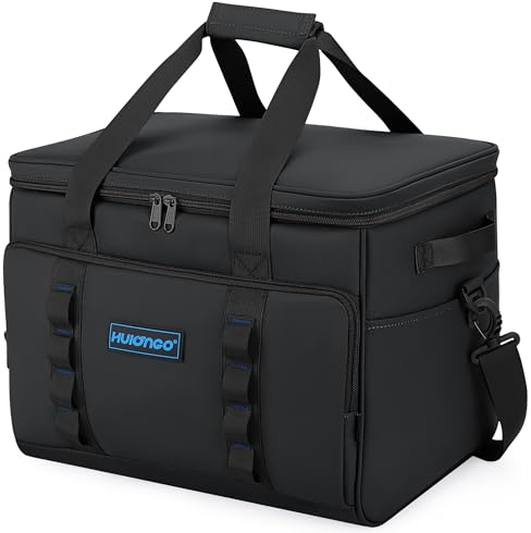 Hulongo Cool Bag Insulated Cooler Bag Waterproof Picnic Thermal Bag For Camping, Travel, Grocery Shopping & Fishing, 37L, Black