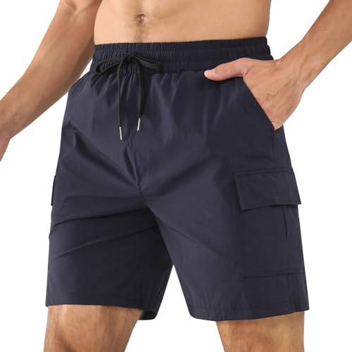 Superora Hombres Cargo Pantalones Cortos con Múltiples Utilitario Bolsillos | Transpirables de Secado Rápido y Elásticos de Corte Relajado Shorts para Deporte y Tiempo Libre