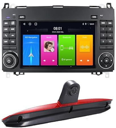 Navigationsenheter för bil, lastbil, 7 tums GPS-navigering, Carplay & Android bil, bärbar bilradio, bromsljus, backkamera, ersättning för Mercedes Benz Vito W447 111 114 116 CDI 2014/10–2024/12