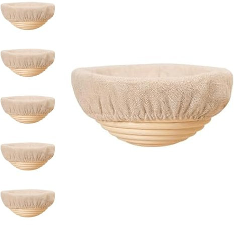 Set di 6 cestini per lievitazione del pane, ciotole rotonde da 15,2 cm, in rattan, realizzate a mano, kit per la preparazione del pane