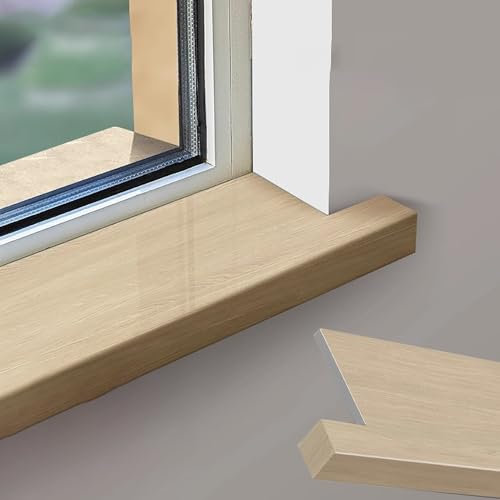 Couverture de rebord de fenêtre en grain de bois pour comptoir et fenêtre de maison - Panneau de remplacement/extension pour seuils en bois (190 x 10 cm)