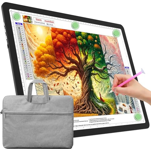 TOHETO A3 Mesa de luz con bolsillo para pintura de diamantes, caja de luz ultra brillante con botones laterales, placa de luz LED para trazar, placa luminosa para dibujar, diseñar (Negro)