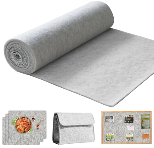 Filtrulle filttyg 40 cm x 150 cm metervara, 1 mm tjock, filtmatta, filt för gör-det-själv förvaringsväska lapptäcke sy filt för pyssel hantverk dekoration ljusgrå