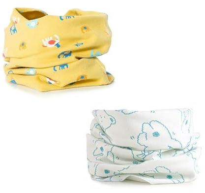 ENSTAB 2 Pcs Écharpe Cache-cou Enfants Coton Automne Hiver Écharpe Bébé Boucle Cache-cou Foulards Bébé Filles et Garçons…