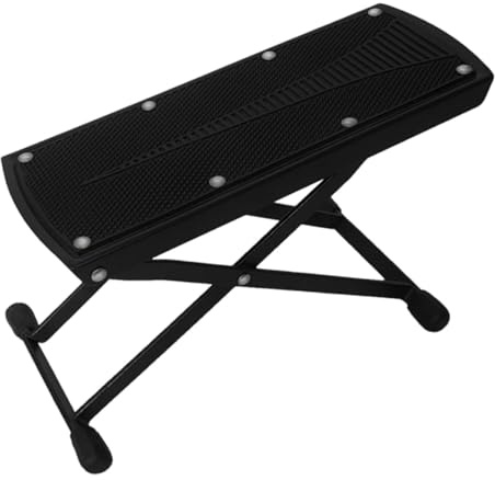 Qectial Folding Guitar Footstool,Height Adjustable Guitar Foot Rest Stand, Metal Guitar Footrest for for Classical,Acoustic,Electric Guitar, Black