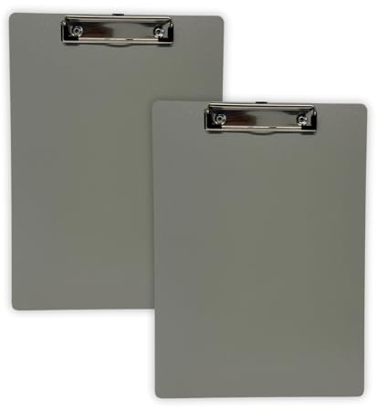 A4 Wooden Clipboards Pack of 2 Hardboard clipboard with Hanging Hole Shiny Glitter Finish Paper Clipper Boards for Office School Business Use (Pack of 2 - Grey)