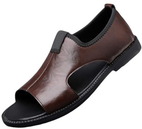 Legou herr glidsandaler slip on öppen tå casual strandsandaler, Brun, 39.5 EU | Mikrofiberläder, halkfri gummisula, inomhus- och utomhussandaler, daglig körning