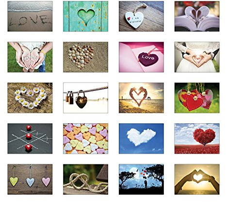 20 Stück Postkarten Liebe : zum Jahrestag, Hochzeitstag, als Liebeskarten oder Liebesbrief, 20 verschiedene Motive