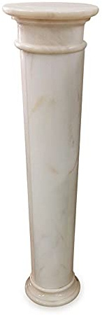CBAM Colonna in Marmo Rosa Portogallo con Capitello Tondo Artigianale Decorazione Unica H 104cm.