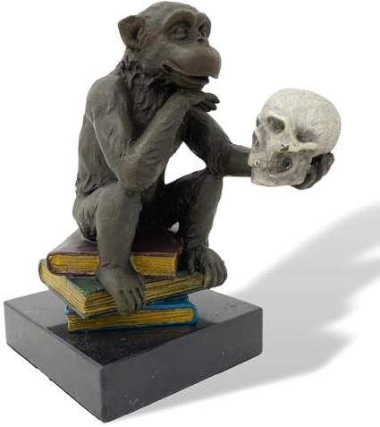 aubaho Bronsfigur apa Darwin filosofiböcker bronsskulptur antik stil 14 cm