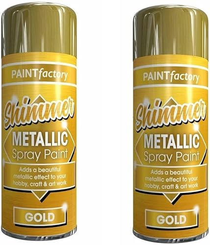 YSAMAX 2 x Metallic Gold Spray Paint 250 ML Multipurpose Use Spray for Metal, Wooden Furniture, Interior & Exterior Decoration