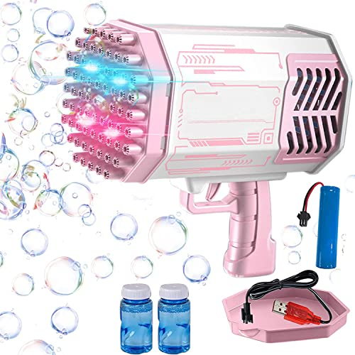 Seasboes Seifenblasenpistole, Seifenblasen Pistole Set, Riesenseifenblasen Spielzeug, 69 Löcher Automatischer Seifenblasen Pistole Kinder mit 100ml Seifenblasen Flüssigkeit für Geburtstag und Party