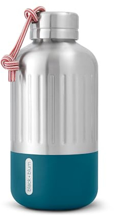 Black+Blum Explorer Vacuum Flask - Stainless Steel Leak Proof Water Bottle with Carry Loop - BPA Free Drinks Bottle for Hot or Cold Drinks, Hiking and Gym - Ocean, Small, 650ml