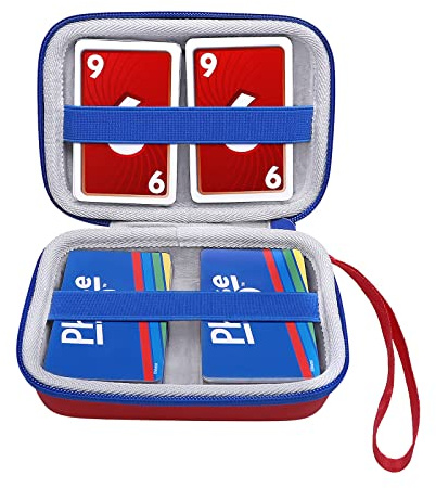XANAD Custodia per 400 + carte da collezione, adatta per UNO, SKYJO, Pokemon, Phase 10 Junior, Cards Against Humanity Il divertente gioco di carte nero, rosso, Borsa da viaggio（Rosso）