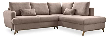 MIUFORM Scandic Lagom L | 6 Sitzer Ecksofa | L-Form rechts | 242 x 202 x 90cm Couch | Klappsofa mit Schlaffunktion | Schlafsofa klappbar (Beige)