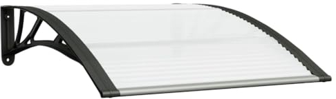 vidaXL Türvordach, Vordach für Haustür 100x80cm, Haustür Überdachung Haustürvordach, Pultvordach Haustürdach Pultbogenvordach, Schwarz Transparent Polycarbonat