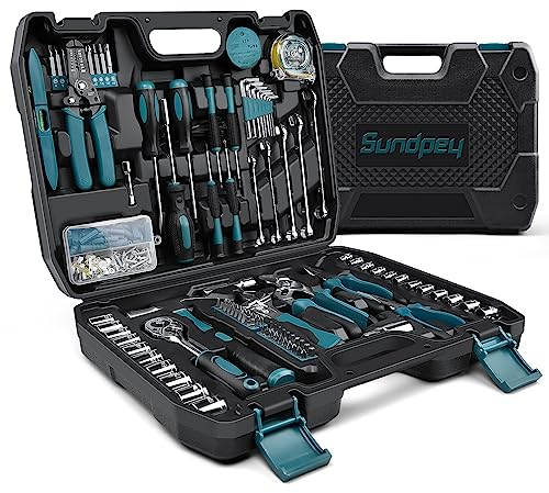 Sundpey Home Tool Kit 281-PCs - Protable Complete Basic Hand Repair General Tool Sets for Men Women - Tool Set with Socket Wrench Set & Screwdriver Set & Metric Hex Key & Pliers & Tool Box Case
