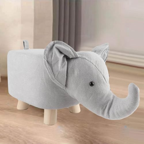 Reposapiés de Animales, Reposapiés con Forma de Animal de Dibujos Animados, Bonitos Taburetes Otomanos con Forma de Elefante, Mini Muebles Otomanos para Guardería, Dormitorio, Sala de(Gris blanco)