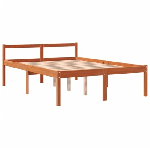 vidaXL Letto per Anziani Marrone Cera 140x190 cm Legno Massello Pino
